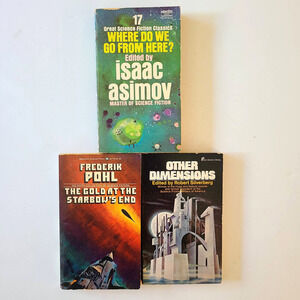 5/$12 3 Vintage SciFi Short Stories Books Asimov Pohl Silverberg Other Dimension